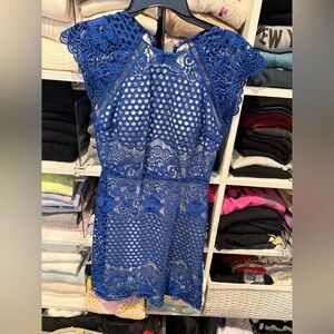 Elegant Blue Lace Dress